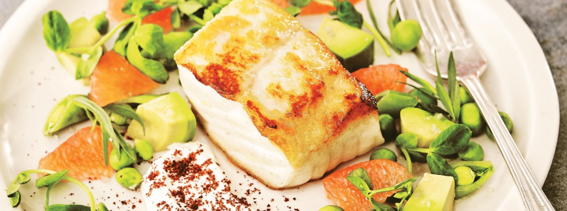 Halibut, Peas, & Grapefruit Freemark Abbey Winery